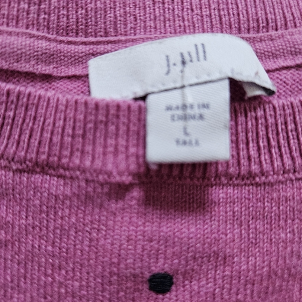 J.Jill Pink Polka Dot Sweater Size L 3/4 Sleeve - Picture 2 of 5